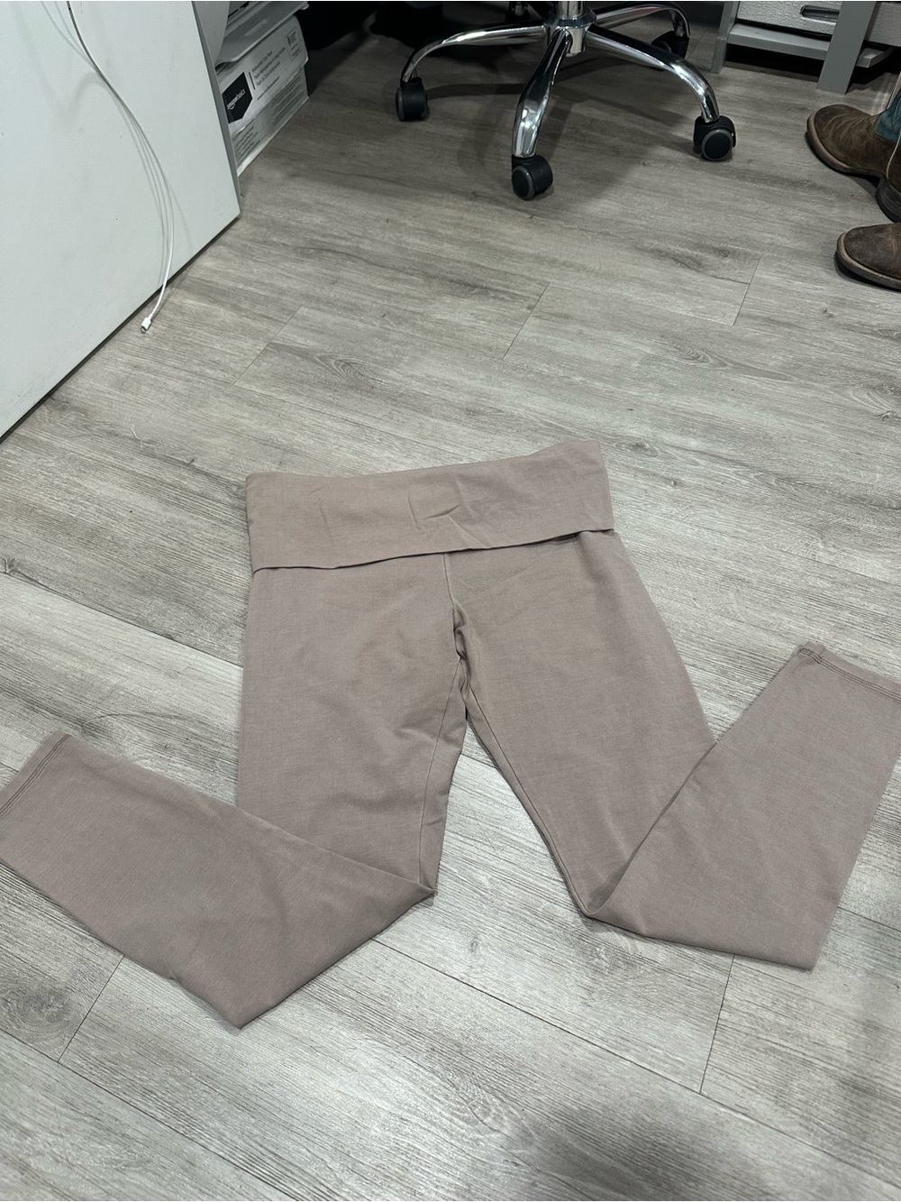 PINK Victoria's Secret Fold-Over Waist Leggings in Taupe